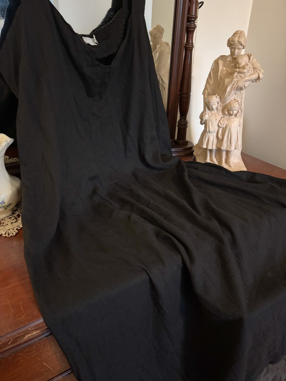 ASOS Black Maxi Dress Linen Feel Size 26 Plus Size